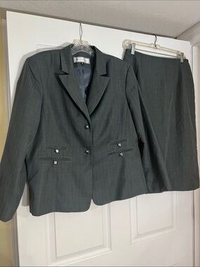 Travis Ayers Dark Gray Pinstripe Skirt Suit Set